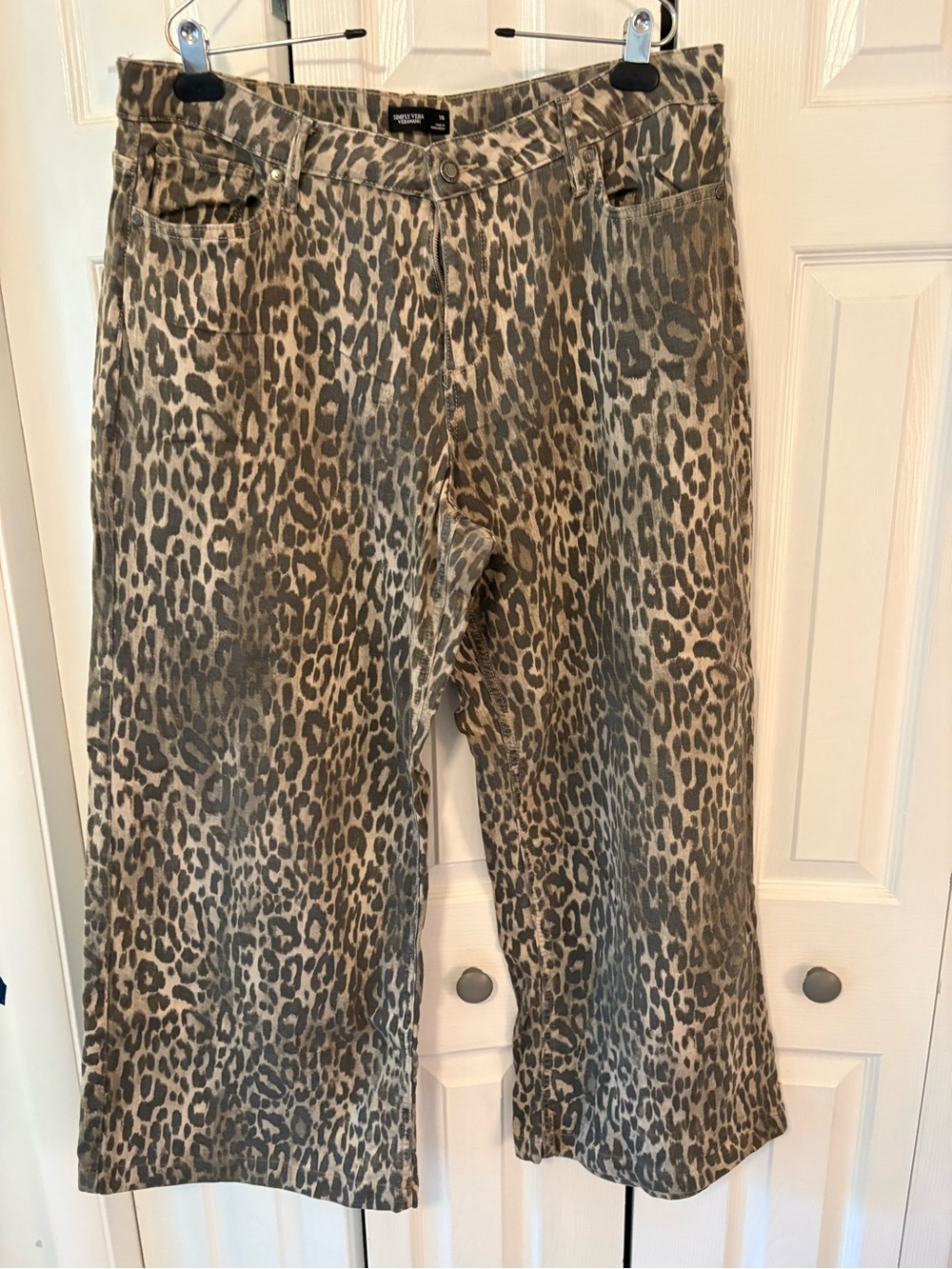 Simply Vera Vera Wang Tan & Brown Leopard-Print Wide Leg Jeans